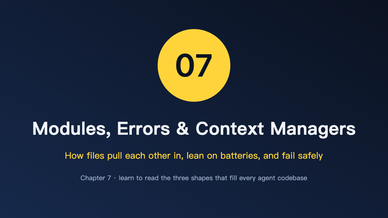 Chapter 07 — Modules, the standard library, errors, and context managers