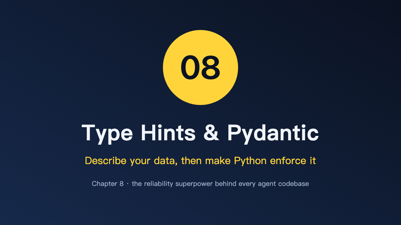 Chapter 08 — Type hints and data validation with Pydantic (the GenAI engineer's superpower)