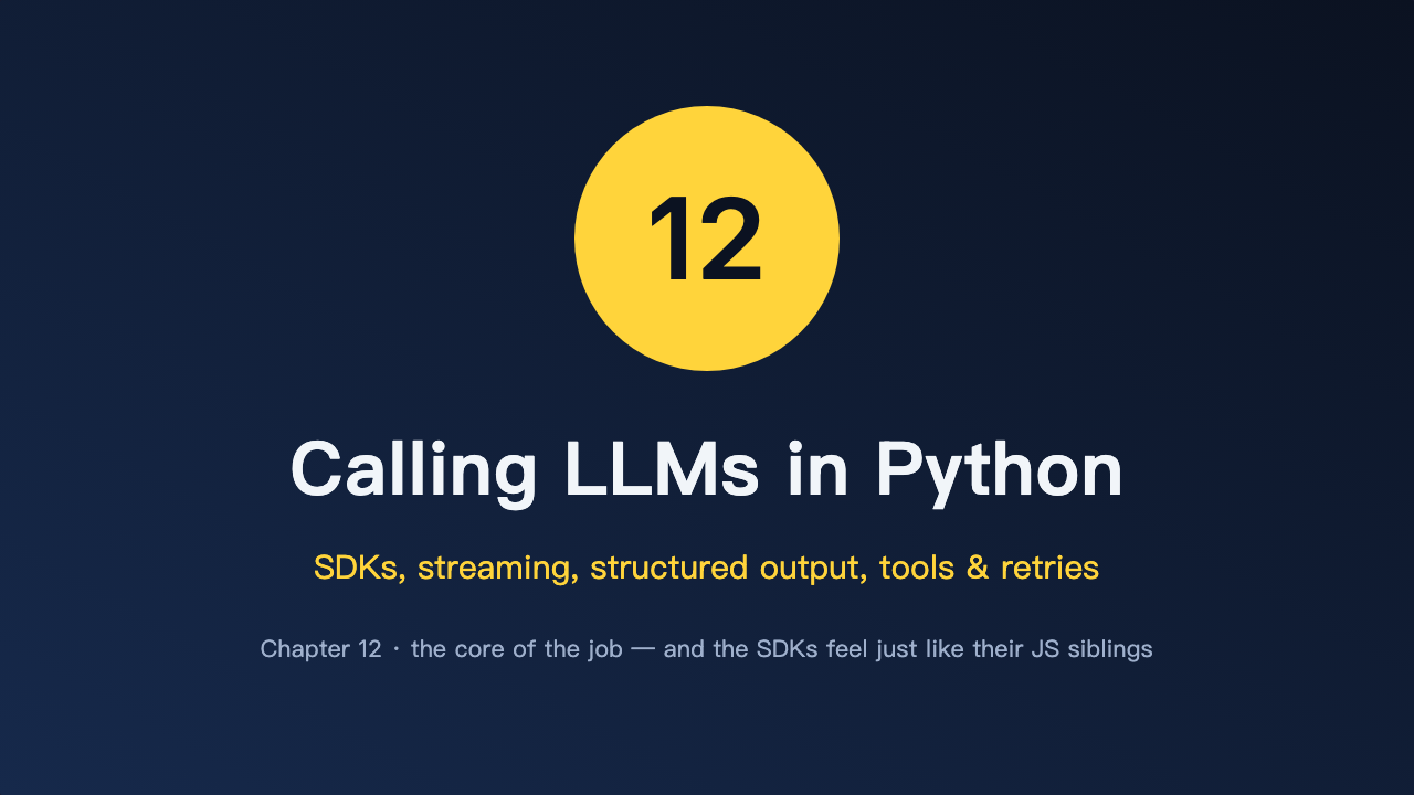 Chapter 12 — Calling LLMs in Python: SDKs, streaming, structured output, tools, retries